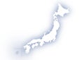 White map of Japan. Blue blur shadow design. White background.